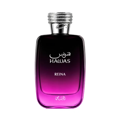 hawas-reina-presentacion-completa_grande Eau de Parfum para mujer RASASI Hawas Reina 100 ml con notas gourmand y florales - Imagen 1